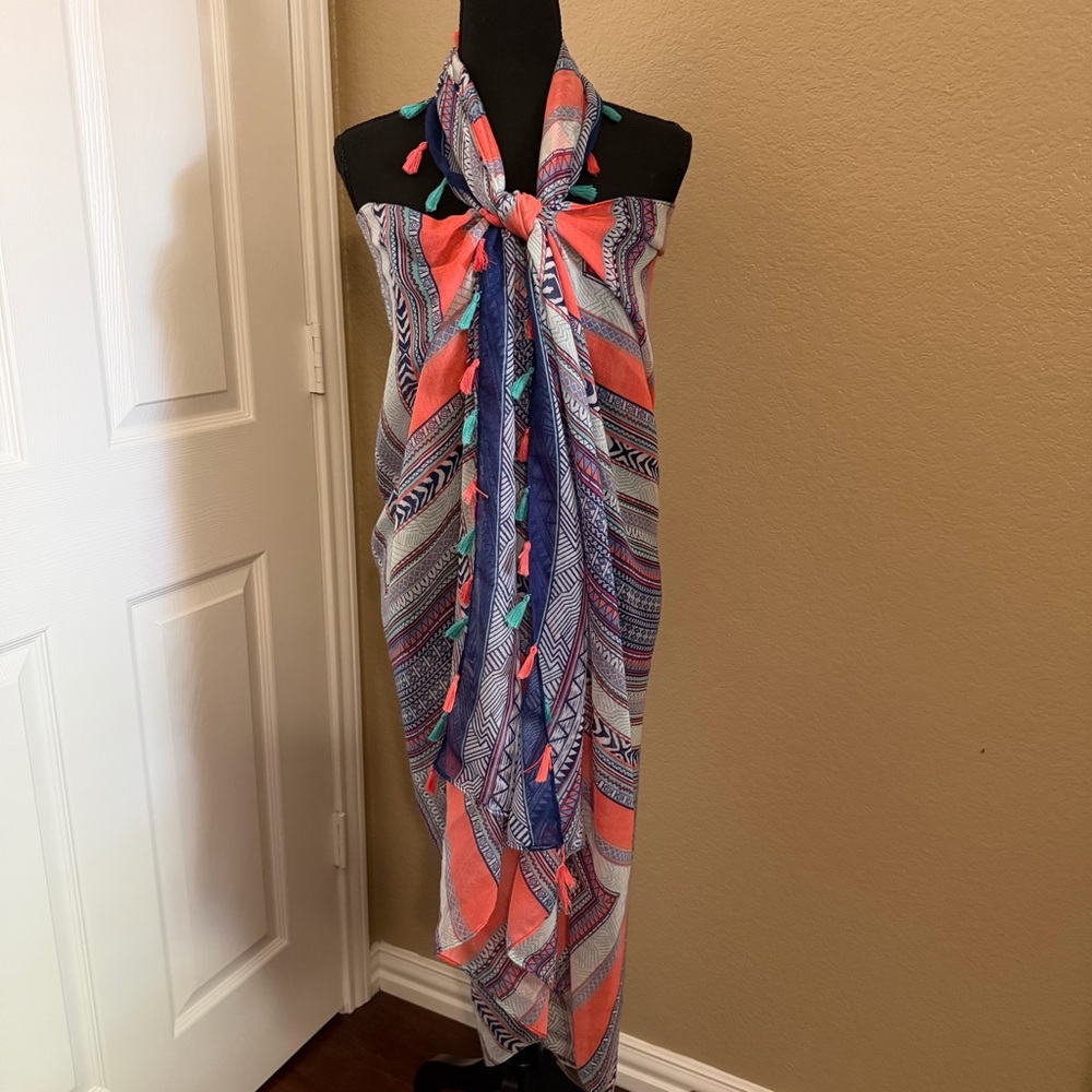 Colorblock Boho Tassel Sarong Wrap